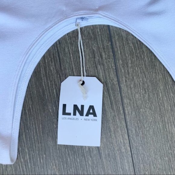 LNA Teresitas Crop Tank Top Cut Out Cold Shoulder Boat neck Cotton White Size S - Picture 12 of 14